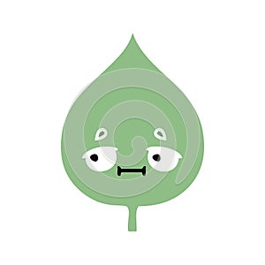 flat color retro cartoon of a expressional leaf