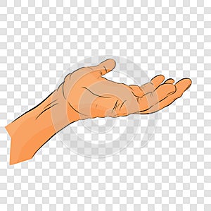 Flat Color Sketchy Gesture Hand, Receive or Beg Something, at Transparent Effect Background