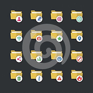 Flat color style Folder icons set 2