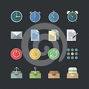 Flat color style Office & Business icons set
