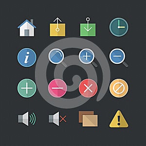 Flat color style Web & Mobile Application icons set