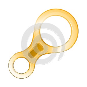 Flat color vector icon for yellow climbing descender device eight shape on white background.
