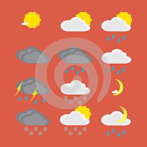 Flat color weather icons