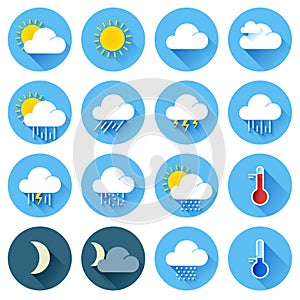 Flat color weather icons