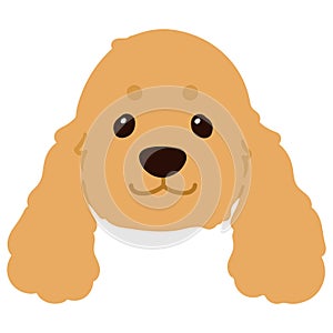 Flat colored adorable simple English Cocker Spaniel front head