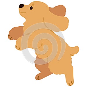 Flat colored adorable simple English Cocker Spaniel jumping in side view