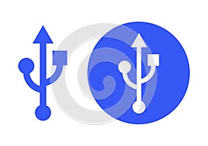 Blue USB Flat Colored Illustration for Data Transfer and Storage Concept