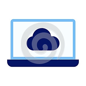 Computer Cloud Flat Colored Icon for Online Storage and Data