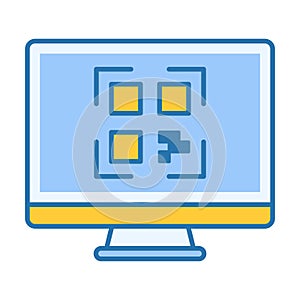 Computer QR Code Flat Colored Icon for Digital Scan