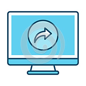 Computer Share Flat Colored Icon for Data Sharing