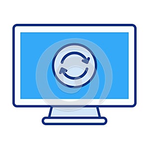 Computer Update Flat Colored Icon for System Upgrade