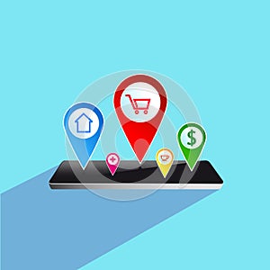 Flat colored location icon