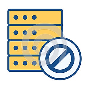 Server Block Badge in Flat Colored Style for Restricted Access Security and Protection Use