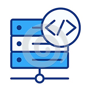 Server Code Badge in Flat Colored Style for Development Tasks and Backend System Functions