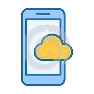 Smartphone Cloud Flat Colored Icon for Storage and Sync Mobile Tools