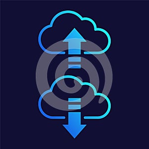 Upload Download Flat Colored Icon for Data Transfer and Sharing