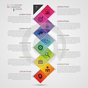Flat colorful abstract timeline infographics vector illustration with rectangle