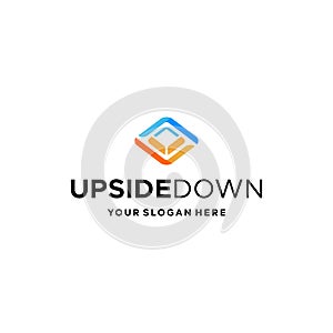 flat colorful design modern UPSIDEDOWN logo design photo