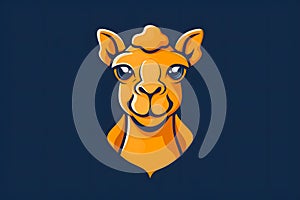 Flat colorful logo of a cute camel or dromadery in cartoon style photo