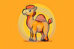 Flat colorful logo of a cute camel or dromadery in cartoon style photo
