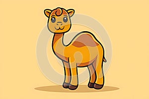 Flat colorful logo of a cute camel or dromadery in cartoon style photo