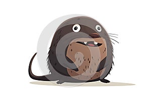 Flat colorful logo of a cute mole in cartoon style