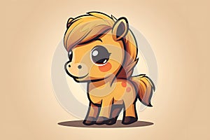 Flat colorful logo of a cute poney in cartoon style