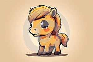 Flat colorful logo of a cute poney in cartoon style photo