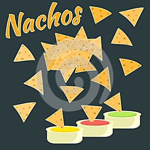 Flat colorful nachos icon, mexican food symbol