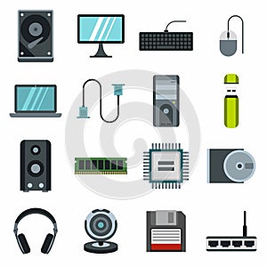 Computer icons set, flat style