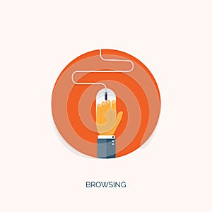 Flat computer mouse icon. Programming concept background. Coding.