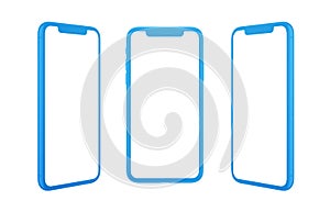 Flat concept mobile phone isolated in three positions