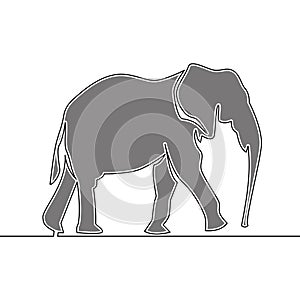 Flat continuous drawing line art Elephant concept