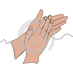 Flat continuous line clapping applauding hands