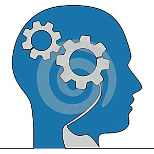 Flat continuous line Head think idea gear concept