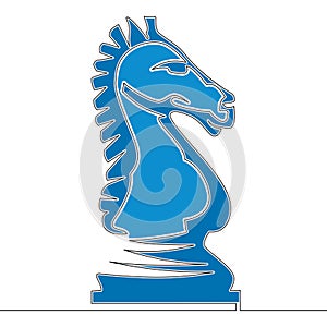 Flat continuous line Horse Knight chess concept