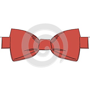 Flat continuous line red Bow tie icon concept