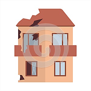 Flat Country House Before and After Repair. Colorful Vector Illustration