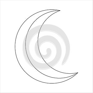 Flat crescent new moon silhouette outline icon. Astranomy nature weather scene EPS 10 vector illustration isolated on a