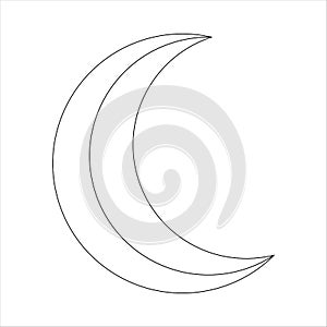 Flat crescent new moon silhouette outline icon. Astranomy nature weather scene EPS 10 vector illustration isolated on a photo