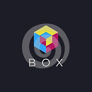 Flat 3d box logo icon vector template