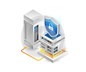 3d concept isometric illustration of server big data security