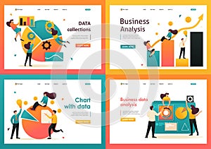 Flat 2D Data Analysis, Chart With Data, Data collections. For Landing Page Concepts and Web Design