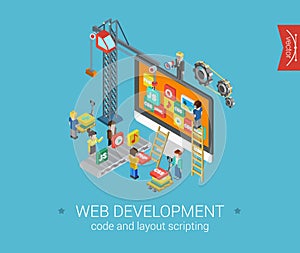 Flat 3d isometric design concept web infographic