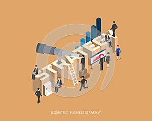 Flat 3d isometric illustration strategy concept design, Abstract urban modern style, high quality business series.