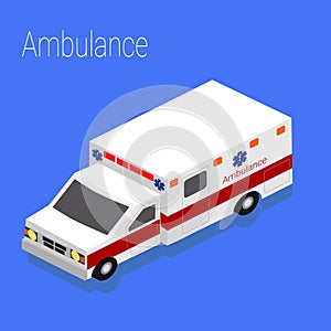 Flaach  dreidimensional Isometresch Stil Ambulanz noutfall medezinesch Evakuéierung 