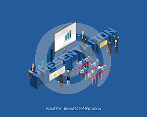 Flat 3d isometric vector illustration presentation concept design, Abstract urban modern style, high quality business series.