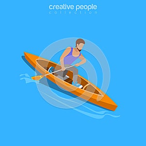 Flat 3d isometry web site vector kayaker rafting r photo