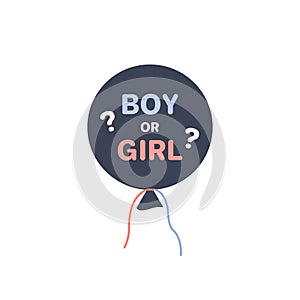Flat dark blue balloon with text boy or girl.