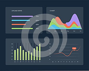 Flat dashboard, set of ui web infographic elements